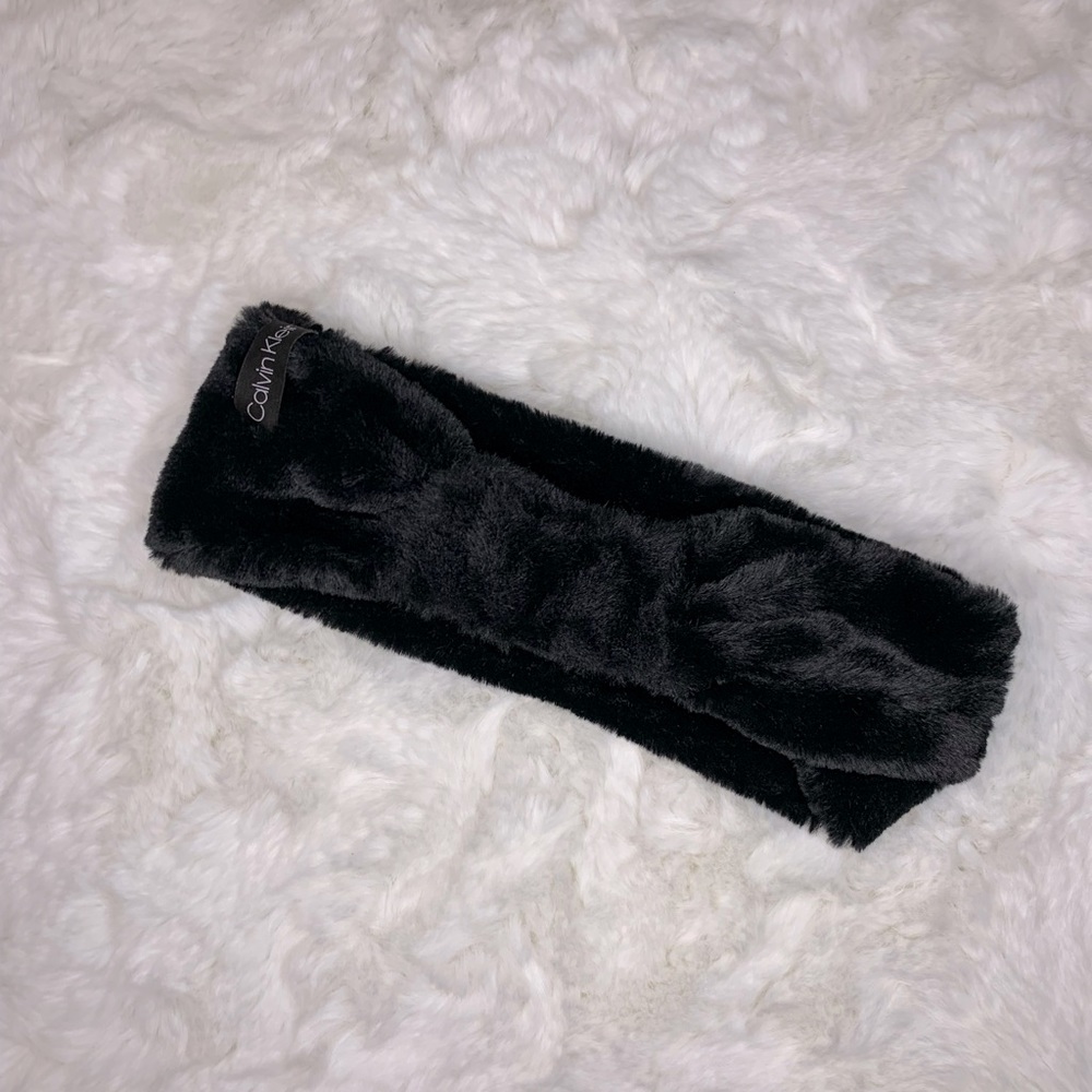 Calvin Klein Black Fur Headband